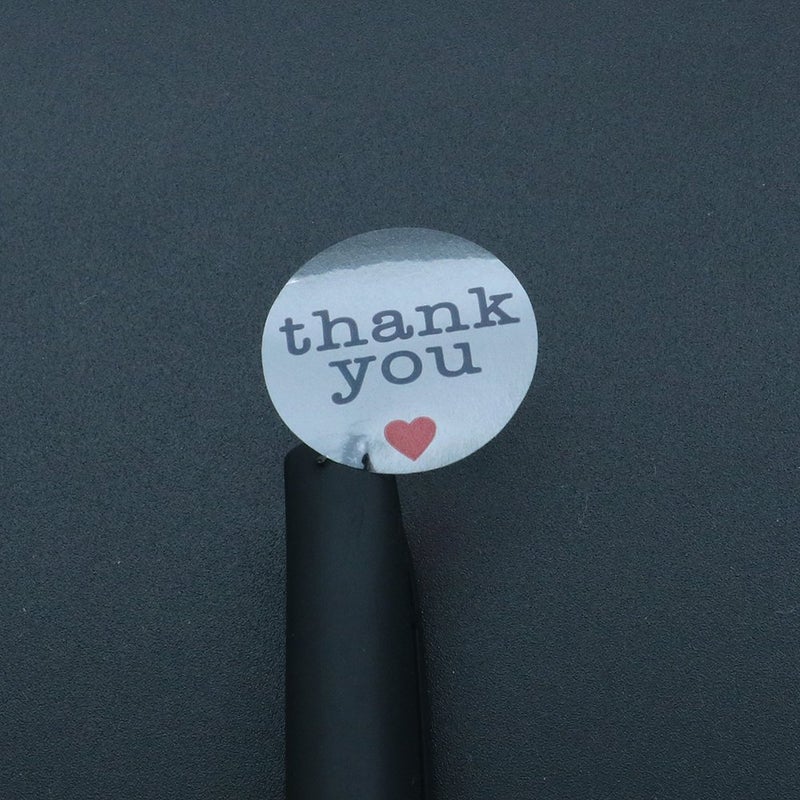 Hybsk Thank You Stickers with Black Heart 1 Inch Round 1,000 Adhesive Labels Per Roll (Transparent Material) - Image 5
